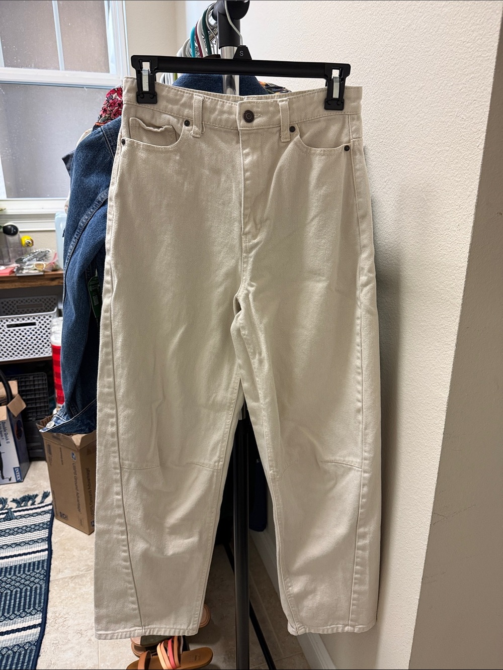 RSQ Women's Barrel Jeans in Ivory/Khaki